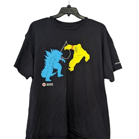 Red Cross Tops - Red Cross Godzilla Vs Kong The New Empire Black Graphic Tee Shirt Adult L XL